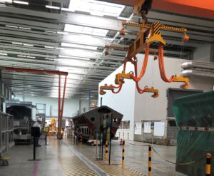 Transportvorrichtung für Motorblöcke / Transport device for engine blocks – Nordgreif